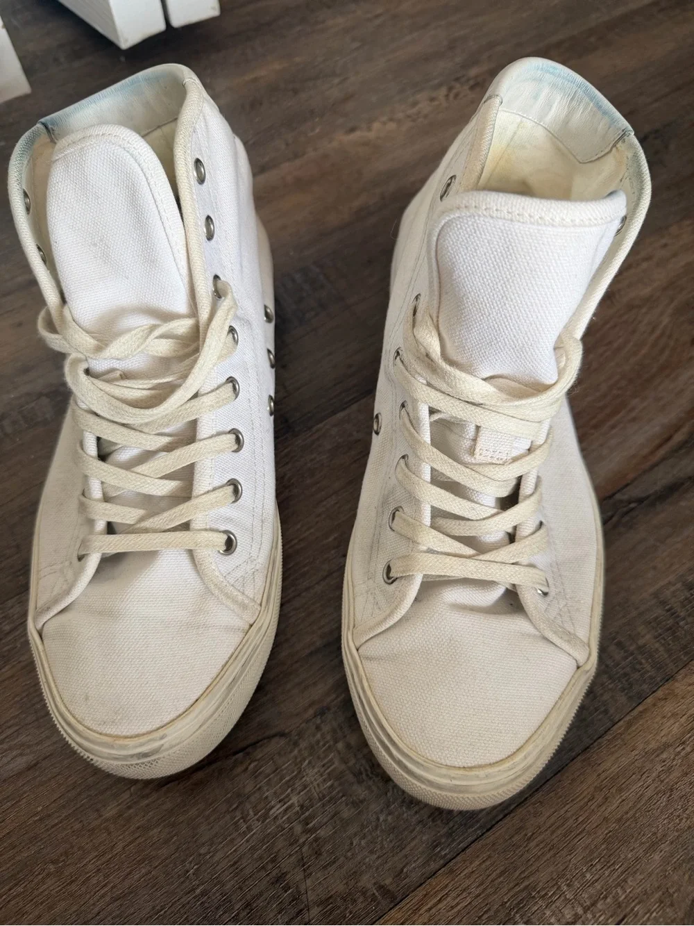 Saint Laurent White Canvas High-Top Sneakers - Picture 5 of 7
